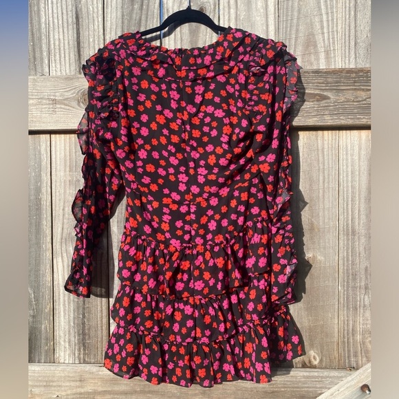 Dee Elly Floral Ruffle Dress - Black, red, and Pink - Picture 7 of 9